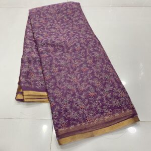 Lavender Chiffon Saree Matching Butta Print Blouse