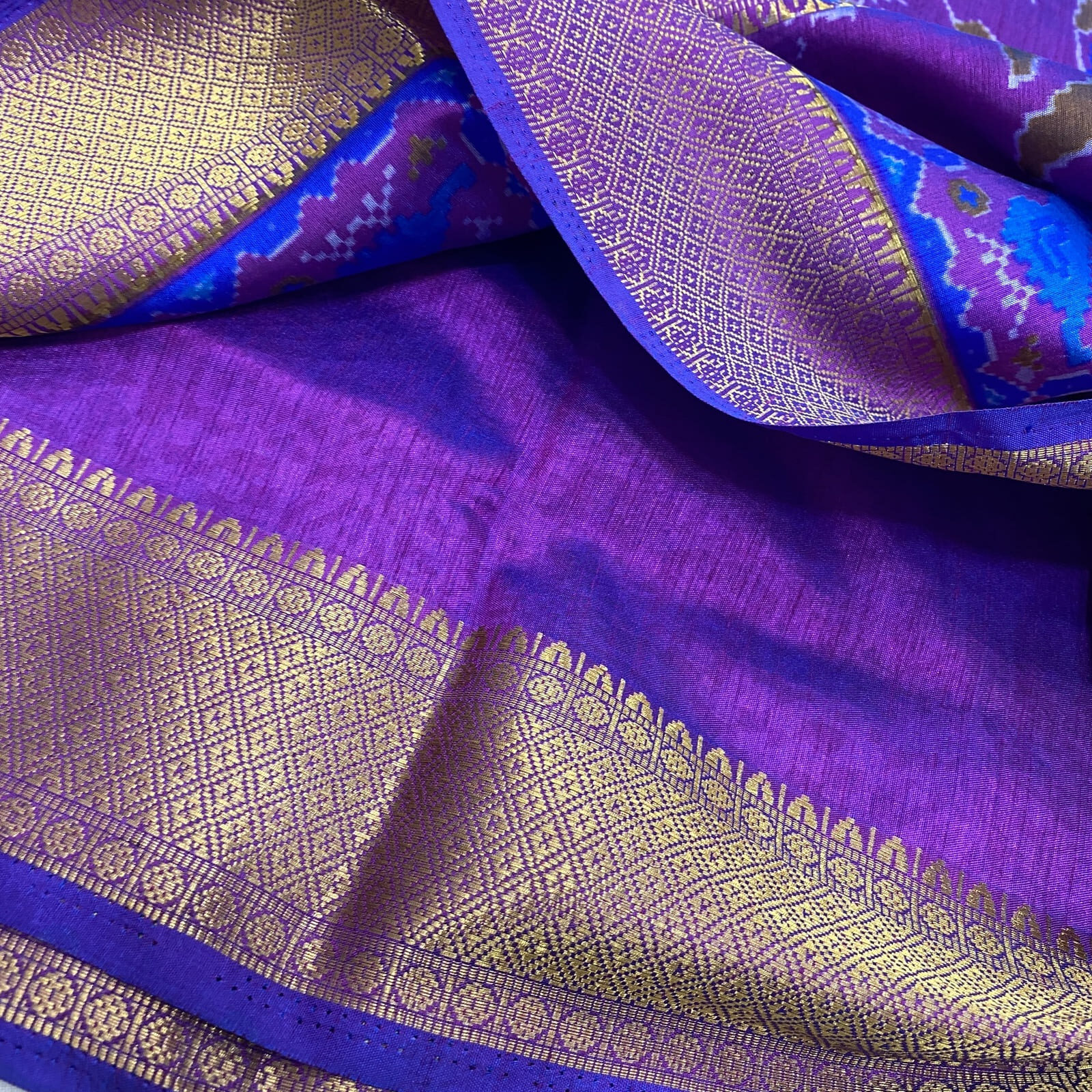 Royal Blue Pochampally Ikkat Saree Matching Blouse
