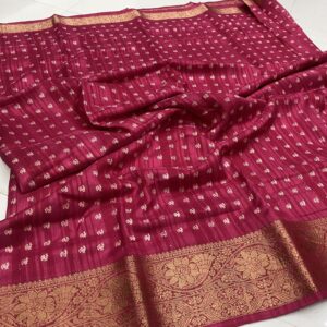 Pink sachi dola matka silk saree printed pallu
