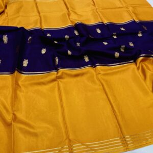 Purple semi berunda silk saree with annam mid panel design
