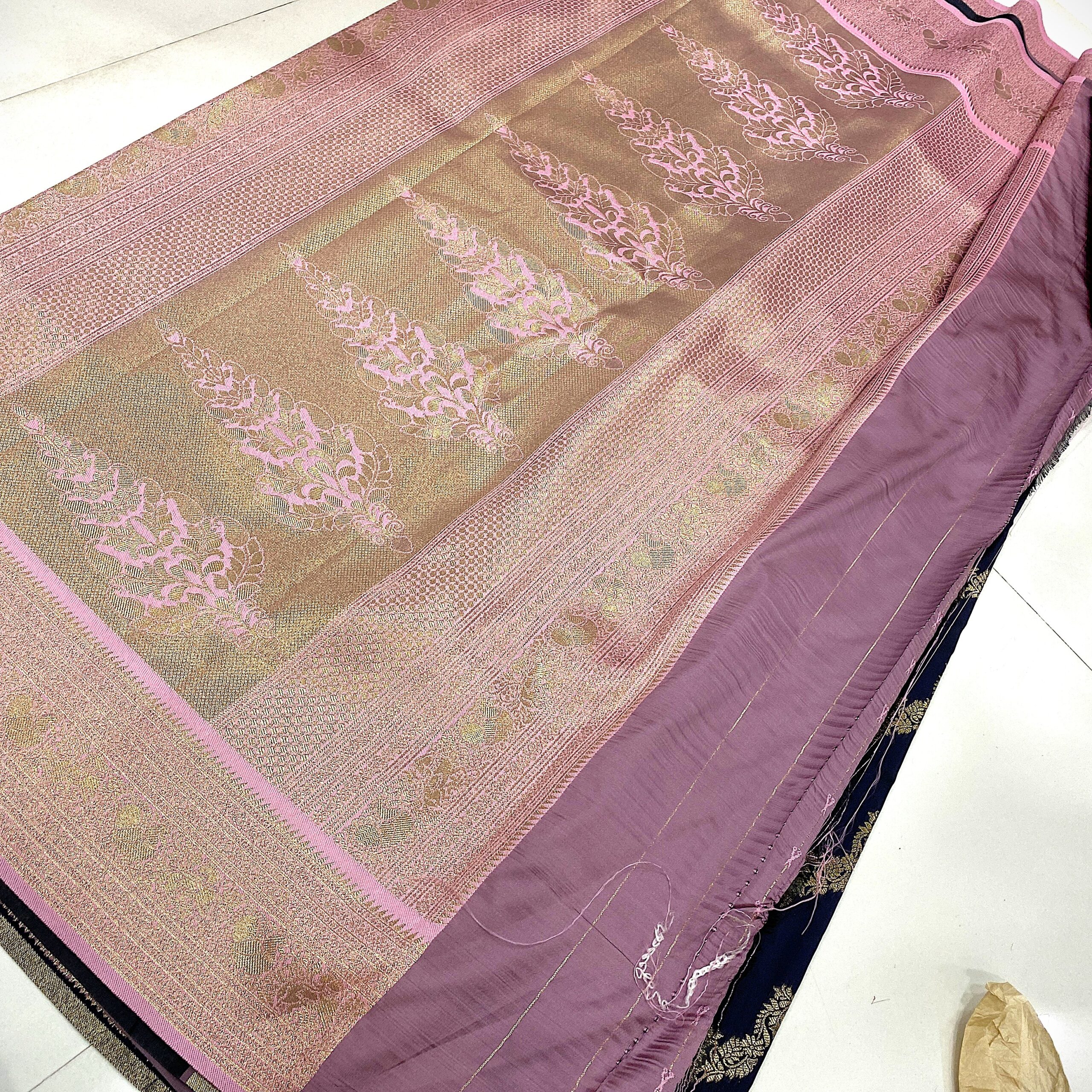 Navy semi silk saree with rich contrast woven pallu